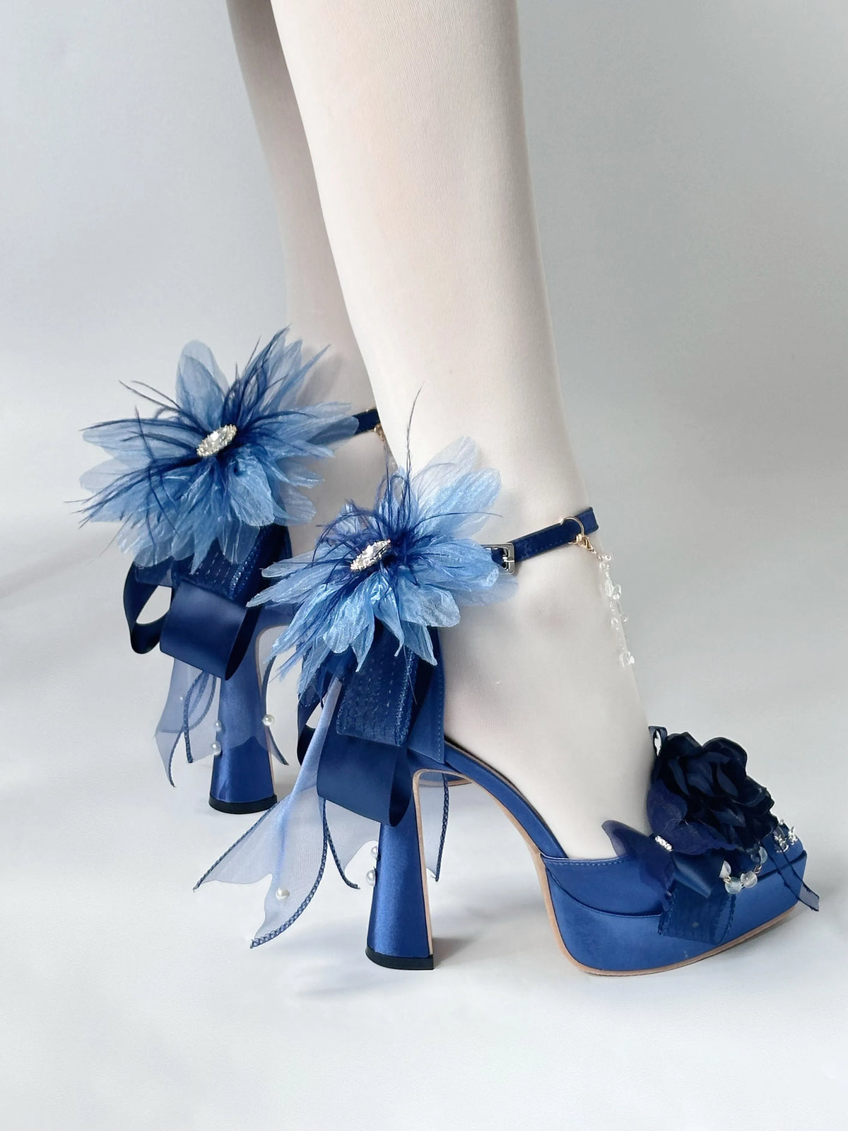 Women's Ocean Tide Chunky High Heel Lolita Shoes