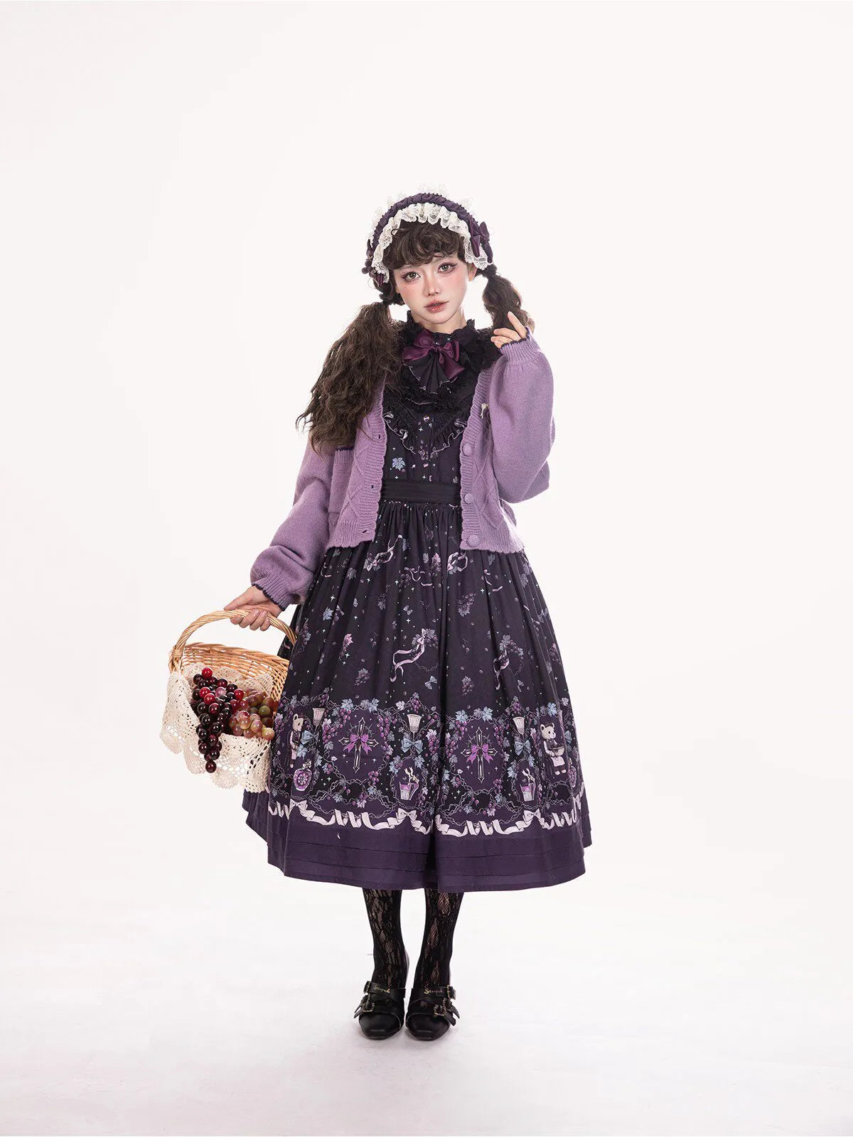 Women's Vintage Grape Print Elegant Lolita Dress
