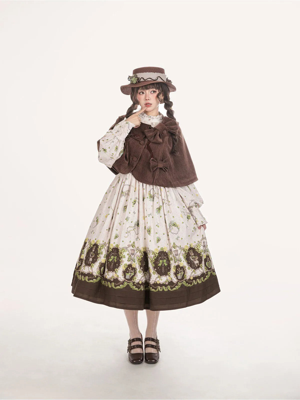 Women's Vintage Grape Print Elegant Lolita Dress