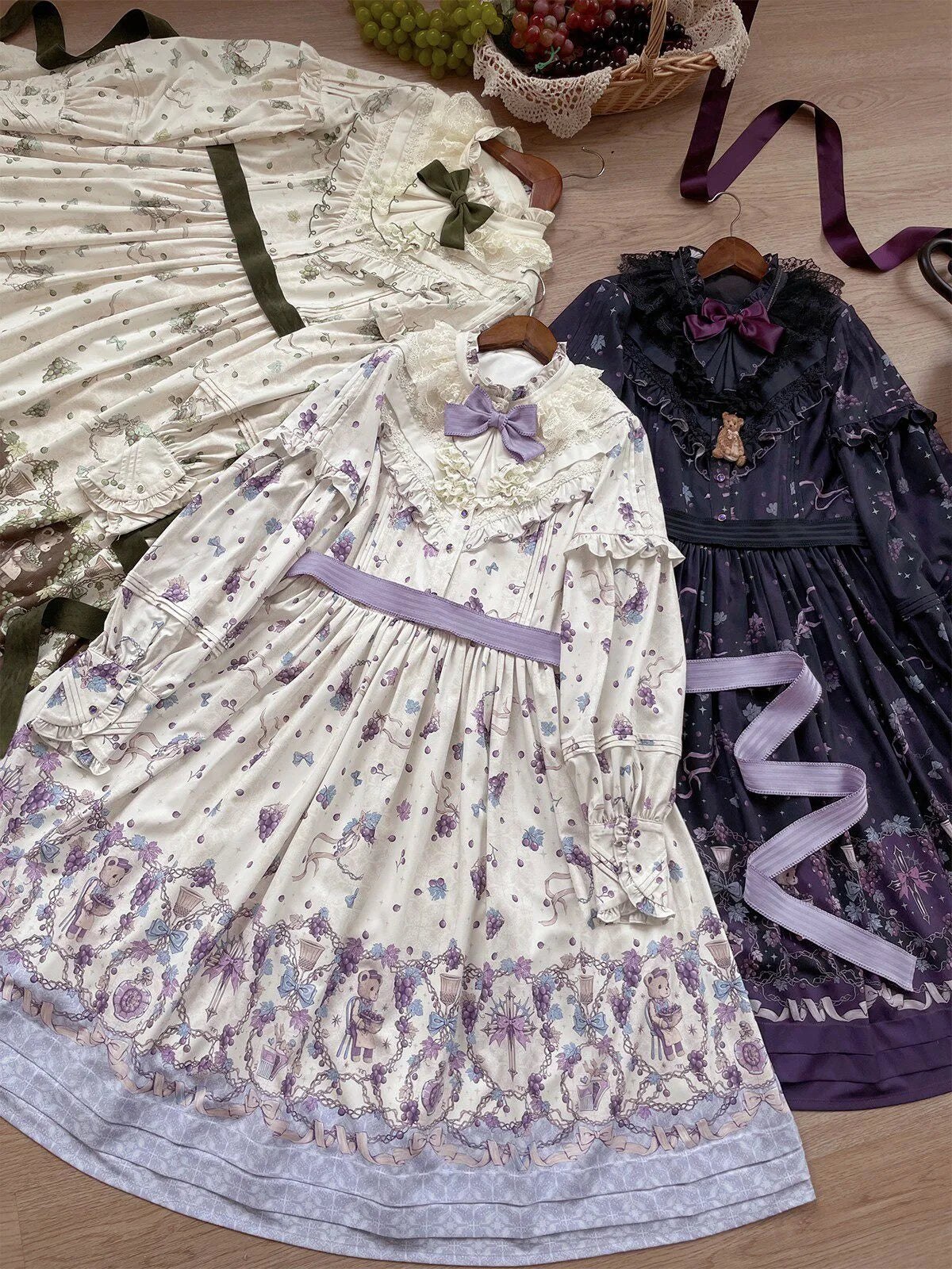 Women's Vintage Grape Print Elegant Lolita Dress