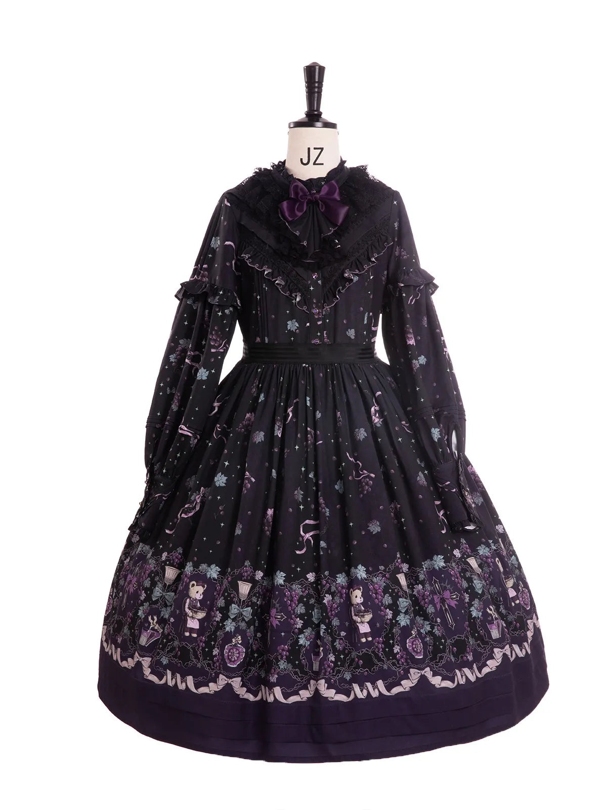 Women's Vintage Grape Print Elegant Lolita Dress