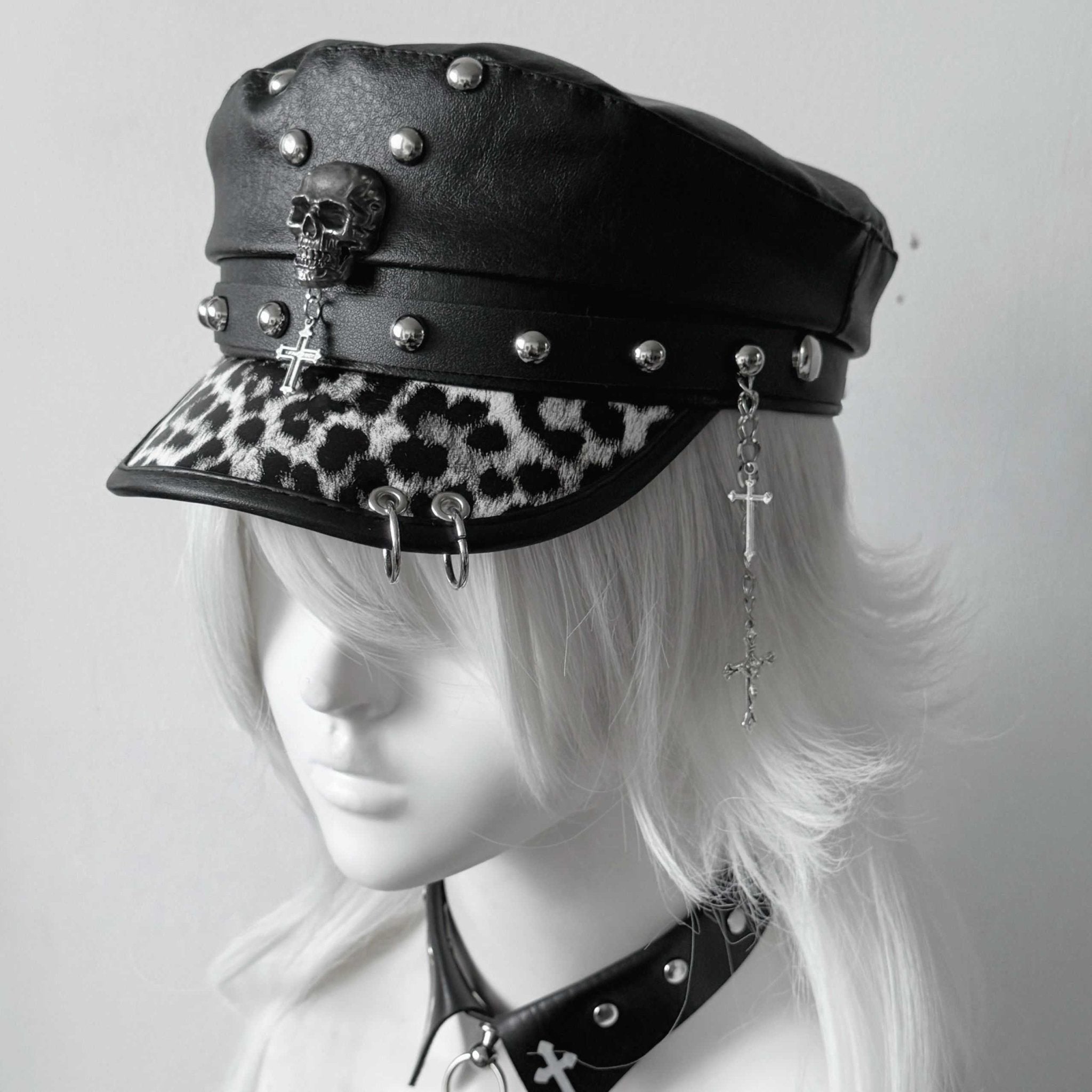 Y2K Goth Rivet Flat Top Cap - LolitaEra