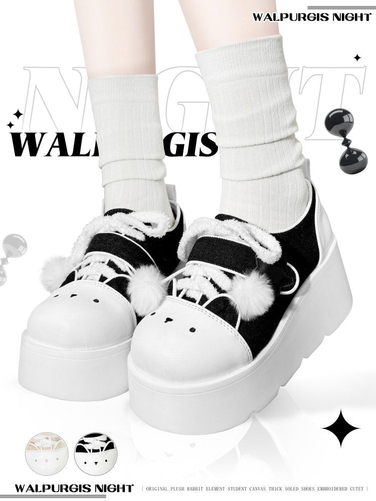 Y2K Lolita Fleece - lined Platform Shoes 1305 - LolitaEraBlack Set34Y2K Lolita Fleece - lined Platform Shoes 1305