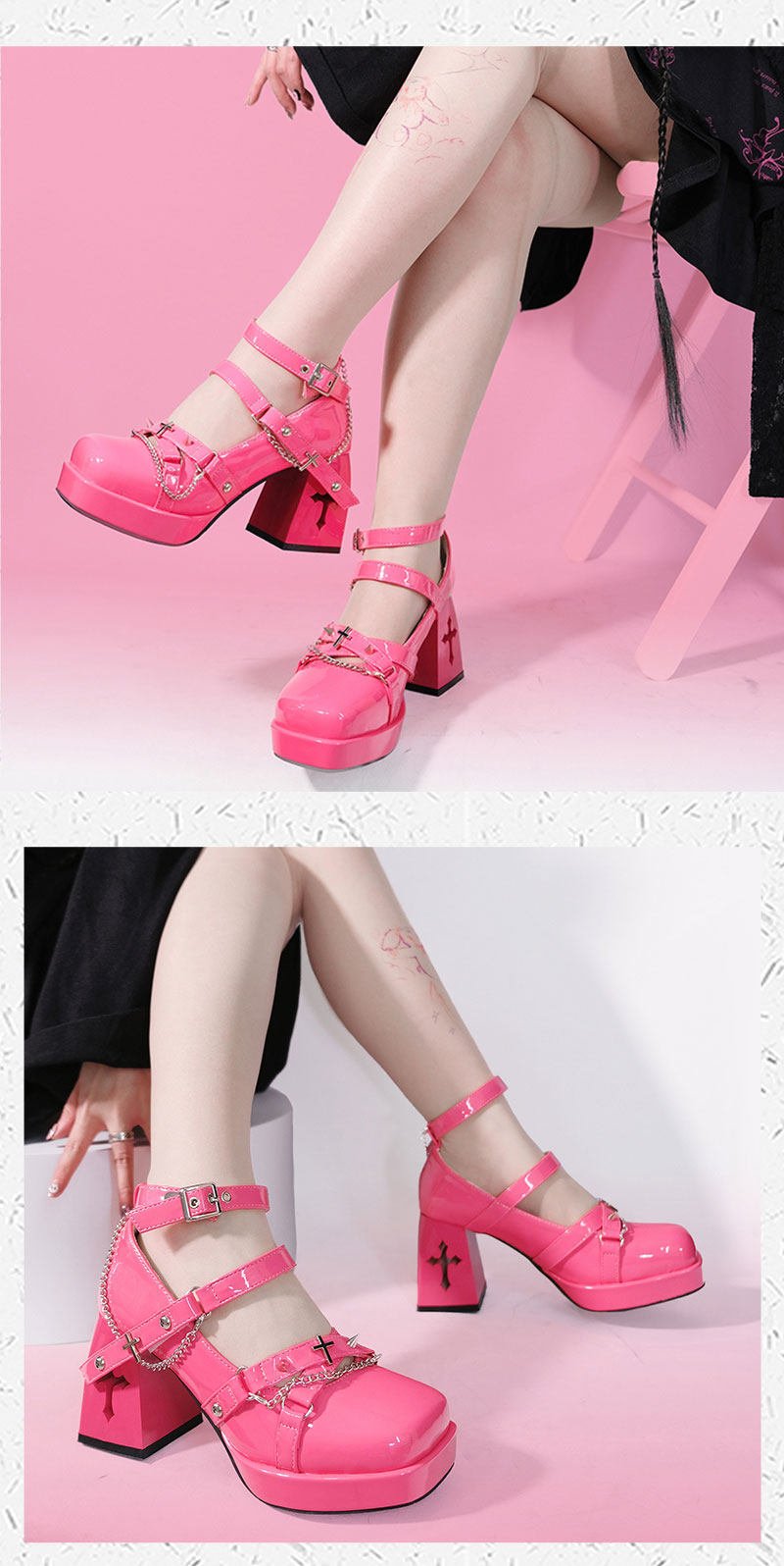 Y2K Punk High Heels 1307 - LolitaEraBlack Set34Y2K Punk High Heels 1307