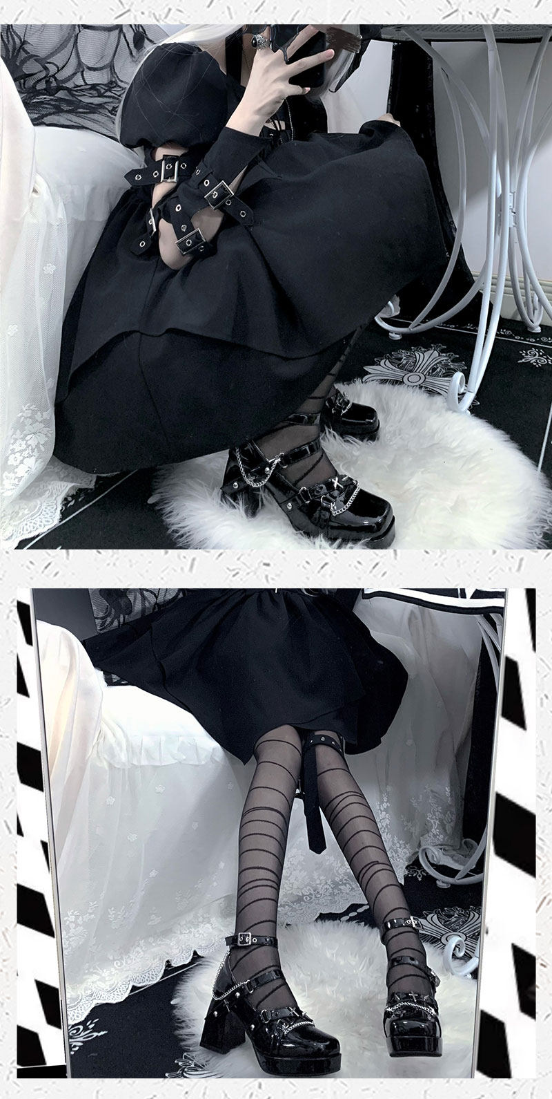 Y2K Punk High Heels 1307 - LolitaEraBlack Set34Y2K Punk High Heels 1307
