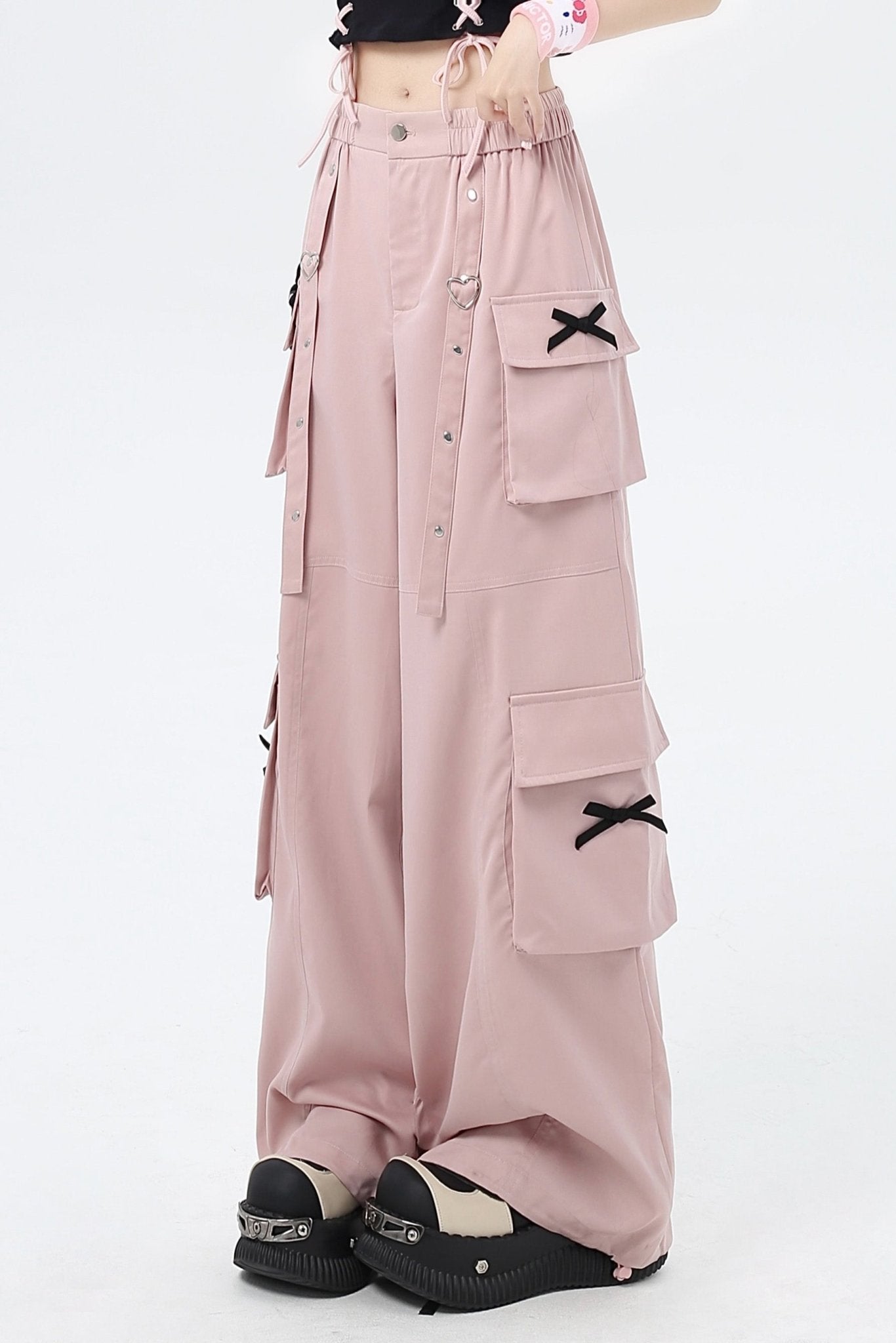 Y2K Trendy Sweet Goth Baggy Cargo Pants - LolitaEraPinkSY2K Trendy Sweet Goth Baggy Cargo Pants