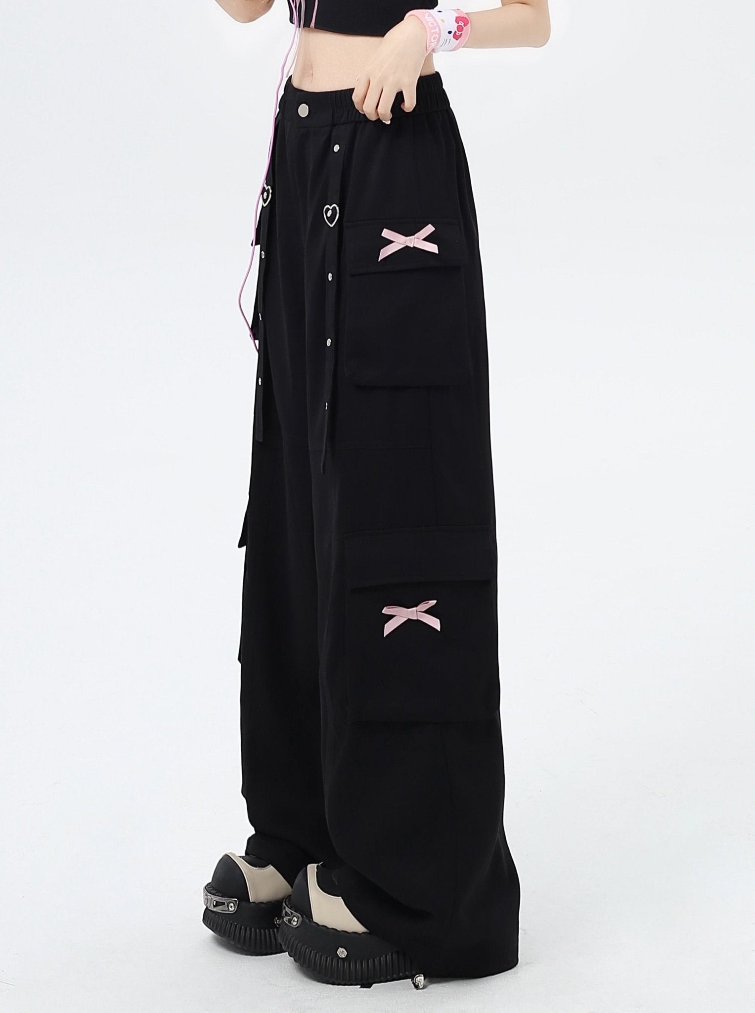 Y2K Trendy Sweet Goth Baggy Cargo Pants - LolitaEraBlackSY2K Trendy Sweet Goth Baggy Cargo Pants