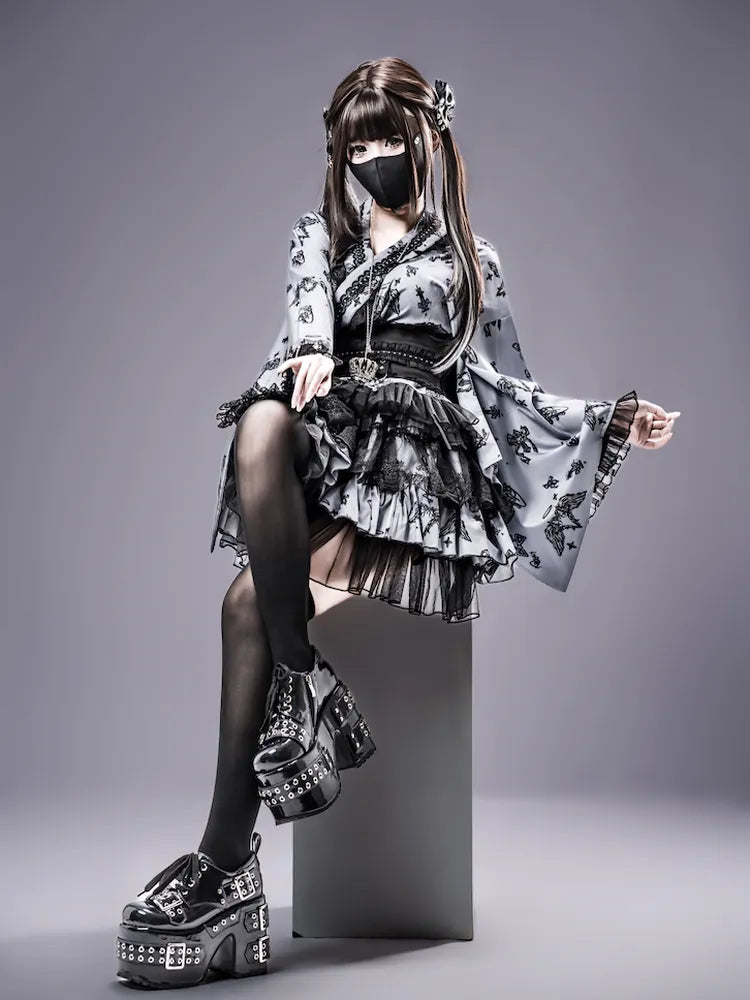 【Stitched Puppet - Yukata】Galaxy and You Japanese-style Lolita Subculture Light Gothic Rivet Lace Yukata